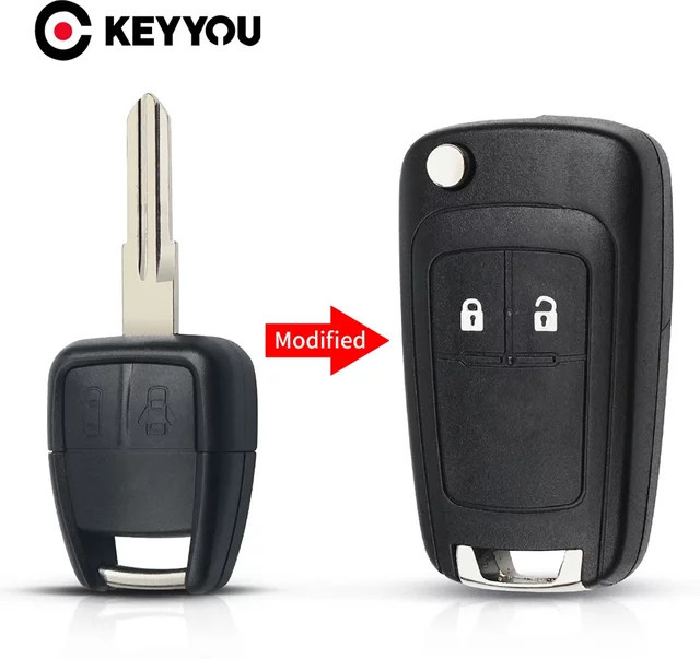 Keyyou Modifiziertes Flip Remote Autoschlüssel Gehäuse für Chevrolet Cruze und Aveo, Farbe: Schwarz, inklusive ym28/hu43 Klinge - Bild 1