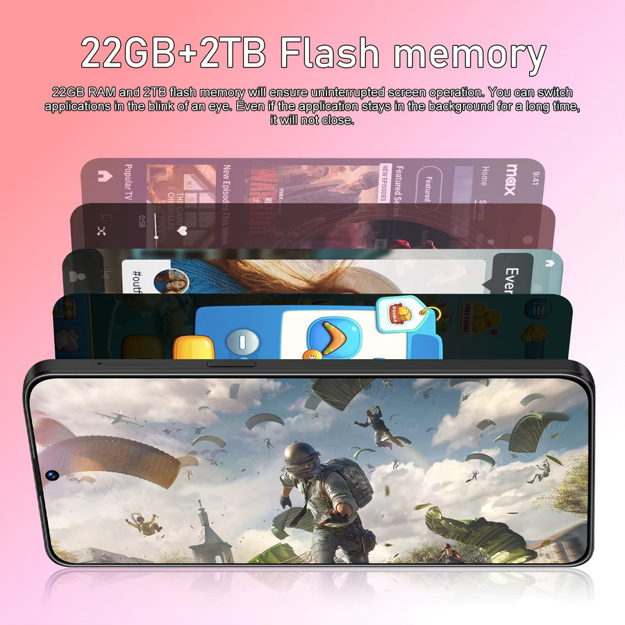 CHOTOG Smartphone F7 Ultra 5G Globale Version in Schwarz mit 22GB RAM und 2TB Speicher, Android 15, 7800mAh Akku und Gesichtserkennung - Bild 5
