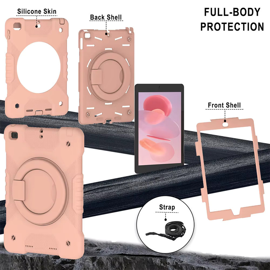 Hybrid-Standhülle für Apple iPad 9,7 Zoll Air 1 2 4 5, iPad 2019 10,2 Zoll, Pro 11 und 11. Generation mit 360 Grad drehbarem Griff und Schultergurt in Grün und Pink - Bild 2