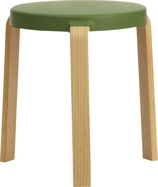 Normann Copenhagen Tap Hocker in Grün mit Holzgestell aus Eiche oder Walnuss - Bild 1