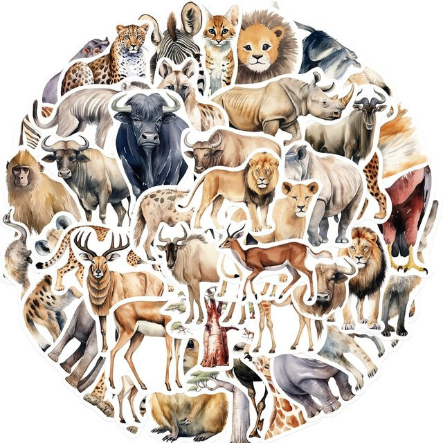 50 Stück Cartoon Afrikanische Tier Wasserdichte Graffiti Aufkleber von BulingBulingStickers Shop in Multicolour - Bild 1