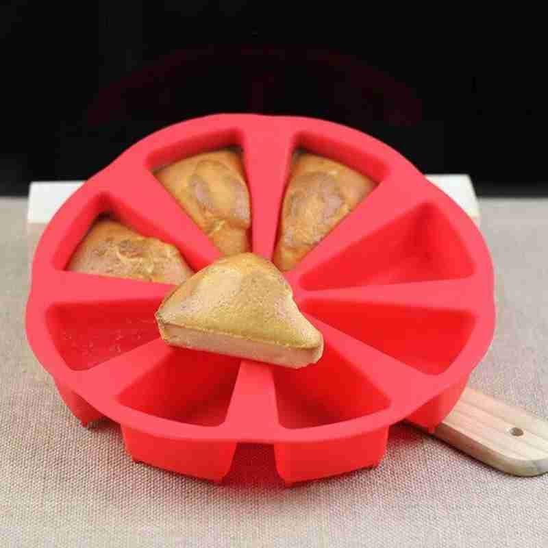 SEEQS Silikon-Kuchenform mit 8 Gittern in Rot, antihaftbeschichtete Backform für dreieckiges Gebäck und Brot - Bild 3