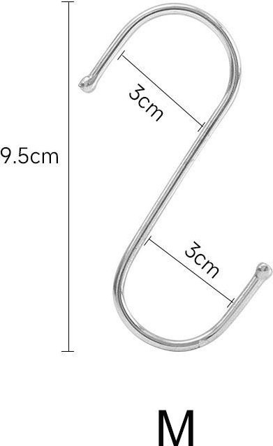WIKHOSTAR S-Haken aus Edelstahl mit scharfer Spitze, 10 Stück, Silber - Bild 1