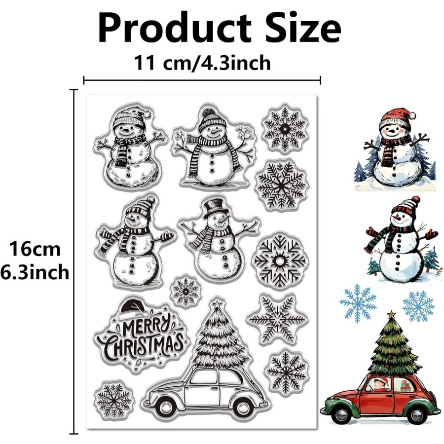 Wiederverwendbarer Silikon-Stempel Merry Christmas Snowman in Transparent für die Kartenherstellung - Bild 2