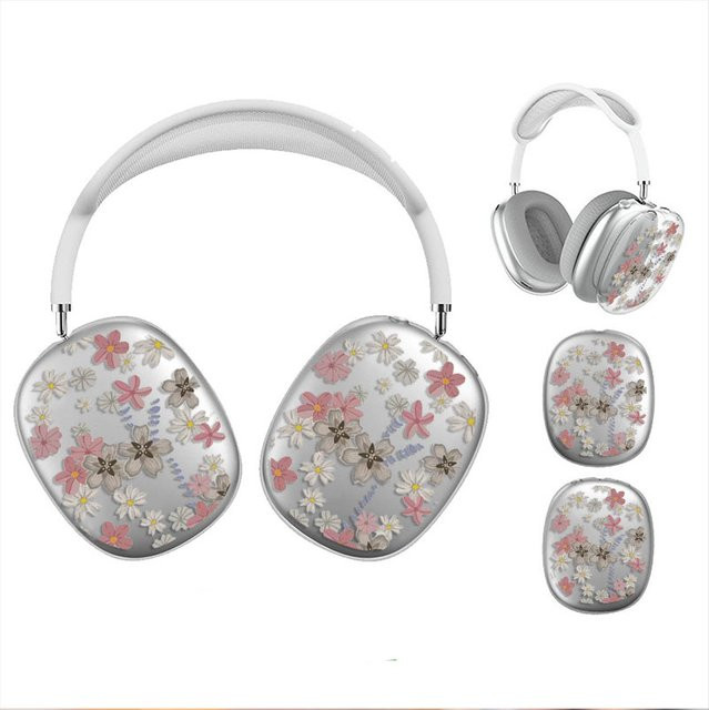 Blumen Kopfhörer-Schutzhülle für Apple AirPods Max in Grauweiß - Bild 1