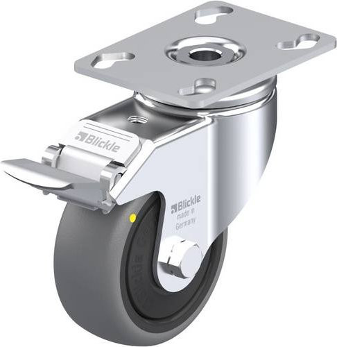 Blickle Lenkrolle LKPA-TPA 80KF-FI-ELS mit Feststeller, Rad-Durchmesser: 80 mm, Tragfähigkeit: 65 kg, Farbe: Schwarz/Grau/Silber - Bild 1
