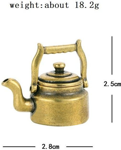 Yiran Furniture Mini Teekessel aus Kupfer und Messing in Antik-Kupfer und Gold als Retro-Räuchergefäß und Tischdekoration im japanischen Stil - Bild 1