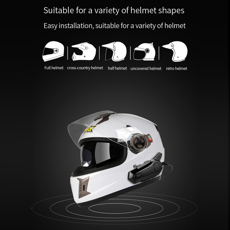 Wasserdichte Bluetooth Motorrad-Gegensprechanlage mit Helm-Headset für ATV in Schwarz - Bild 5