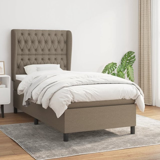 vidaXL Boxspringbett mit Matratze Hybrid-System, Taupe, B/T: 100 x 200 cm - Bild 2
