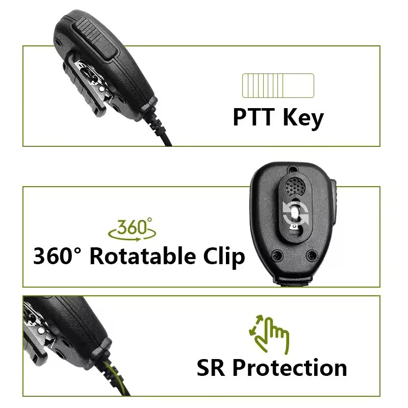 Baofeng Mikrofon mit Lautsprecher und PTT-Taste für Walkie Talkie DM-1701 UV-18 Pro UV5RH QuanSheng UV-K5 UV-K6 UV-5RPLUS in Schwarz - Bild 2