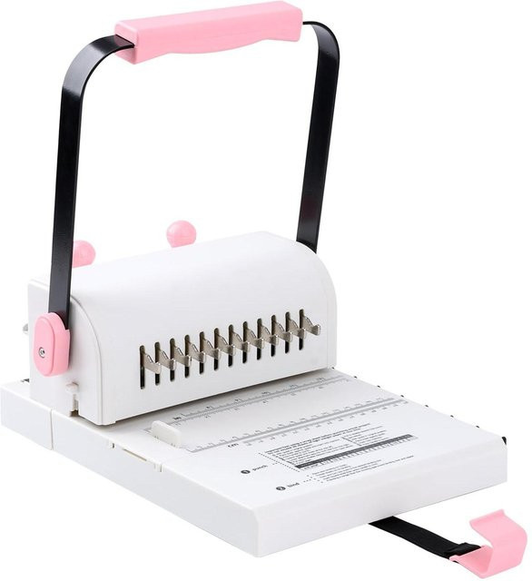 Buchbindemaschine für 2:1 Spiralbindung mit Draht, Rundlocher und Lineal für DIY Notizbücher und Alben, Farbe: Weiß - Bild 1