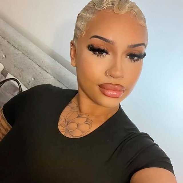 OYM HAIR Remy-Echthaar-Perücke, blonde Fingerwelle, Pixie-Schnitt, Damen - Bild 1