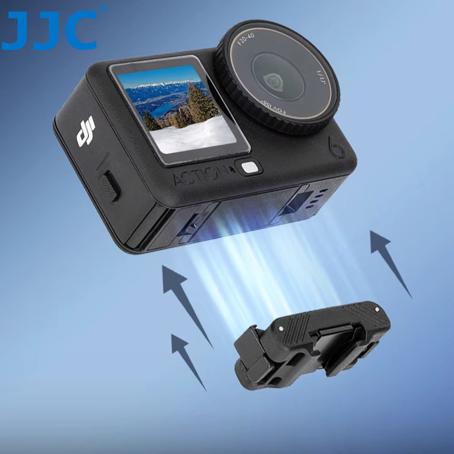 JJC Dual-Direction Schnellwechsel-Adapterhalterung für DJI Osmo Action 6 Nano in Schwarz mit LED-Unterstützung - Bild 7