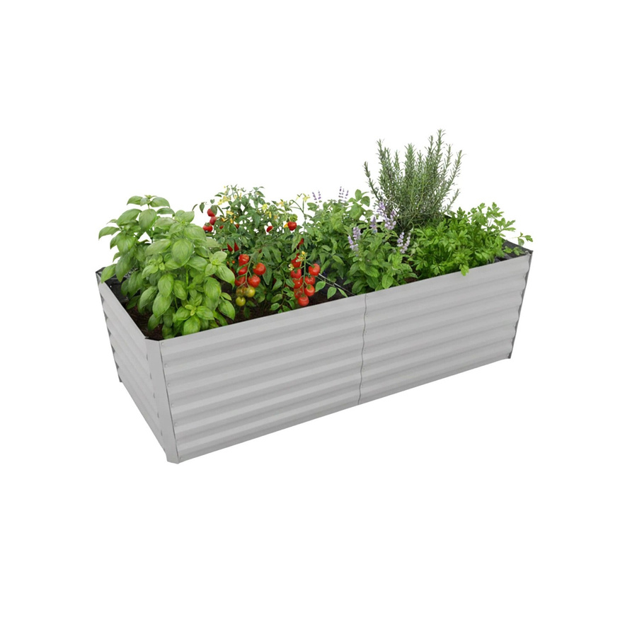 Wetterfestes Hochbeet aus verzinktem Eisen von Relaxdays in Hellgrau, B/T/H: 180 x 57 x 90 cm - Bild 2