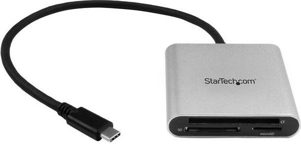 StarTech.com USB 3.0 Multi-Card Reader und Writer mit USB-C Anschluss in Schwarz und Silber für CF I, CF II, MMC, SD, microSD, SDHC, microSDHC, SDXC und microSDXC (FCREADU3C) - Bild 1