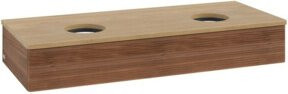 V&B Antao Waschtischunterschrank mit Frontstruktur und LED-Beleuchtung, Farbe Eiche Honig Braun, B/T/H: 120 x 50 x 19 cm - Bild 1