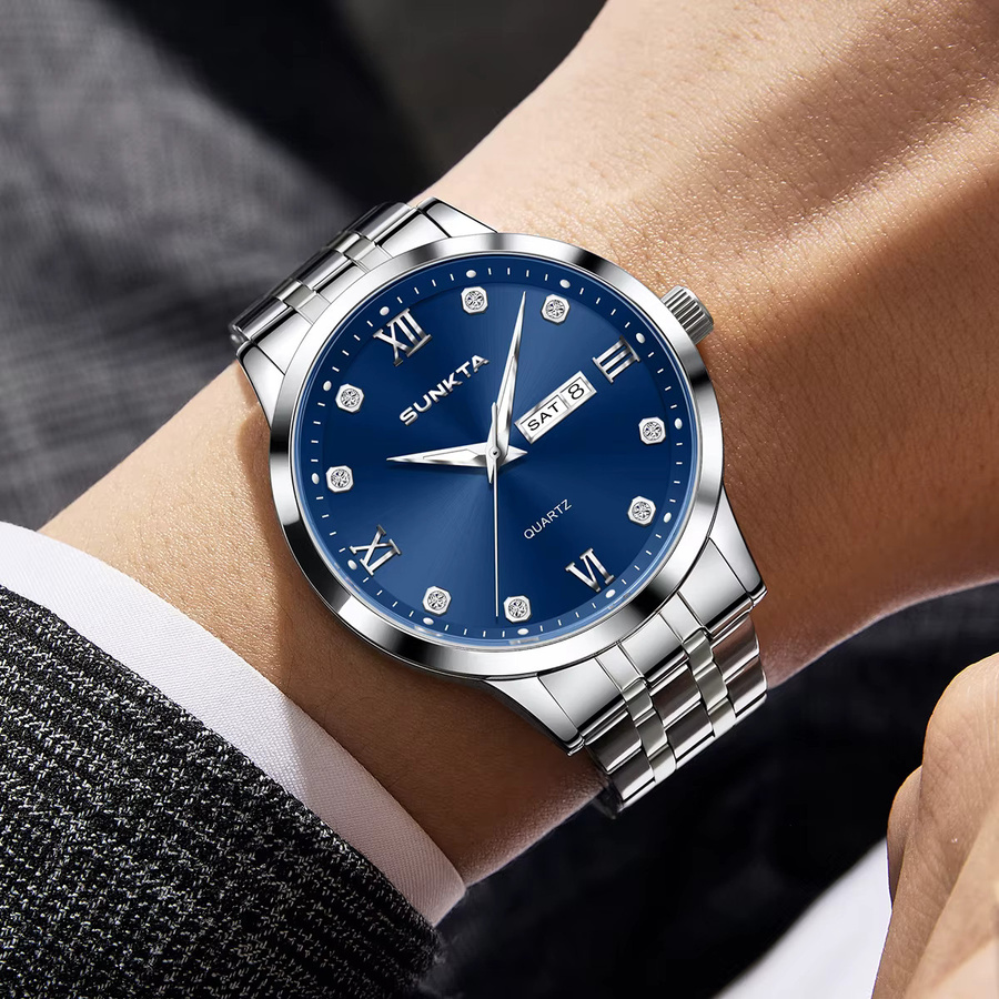 LIGE Armbanduhr, Quarz, Edelstahl, Silikon, Blau, Herren - Bild 6