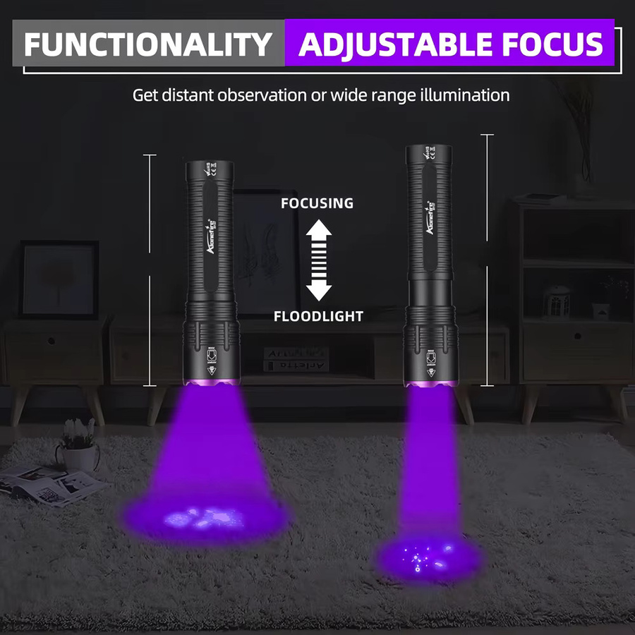 Alonefire UV Taschenlampe mit 20W Leistung für 365nm und 395nm zur Detektion von unsichtbarer Tinte, Markern und Urinspuren - Bild 2