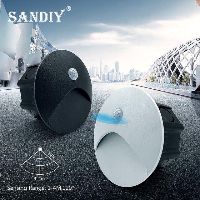 SANDIY LED Außenbeleuchtung mit Bewegungssensor, wasserdichte LED Wandlampe für Treppen und Garten, Warmweiß, Einbauleuchte mit 60 mm Box - Bild 1
