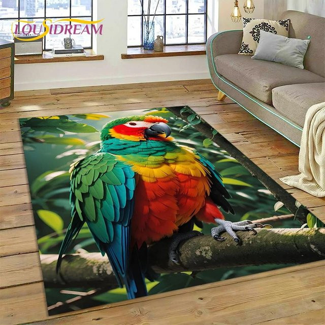 Rutschfester Teppich mit buntem Papagei-Motiv von Karpetti, Mehrfarbig, B/B: 40 x 60 cm - Bild 1