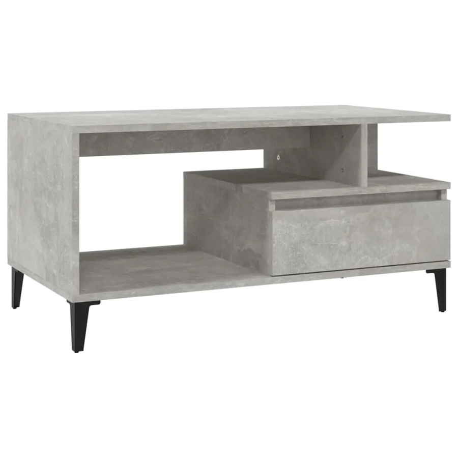 vidaXL Couchtisch in Betongrau im industriellen Design aus Holzwerkstoff und Metall, B/T/H: 90 x 49 x 45 cm - Bild 2