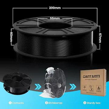 GIANTARM ABS+ Filament 1,75mm 1kg für FDM 3D-Druck, hitzebeständig und verformungsarm, Schwarz Weiß Grau - Bild 3