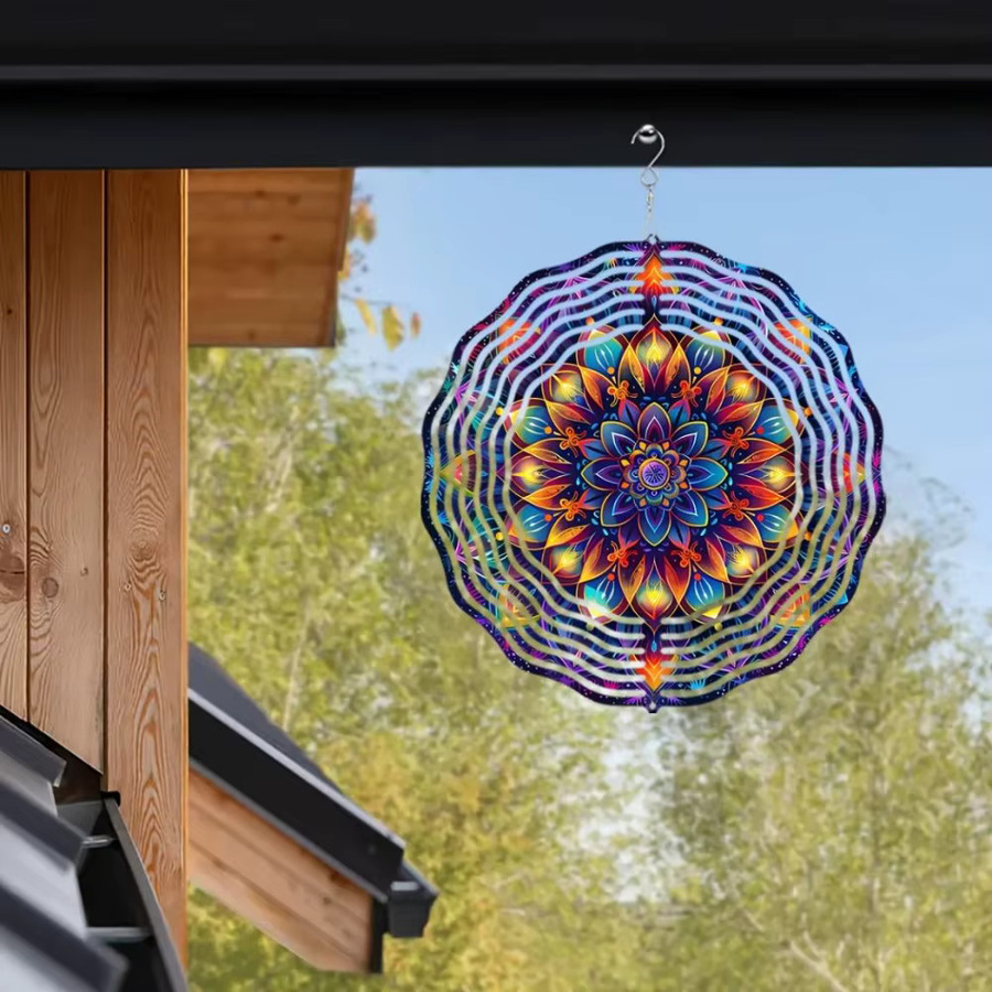 CIFBUY Mandala Metall-Spinner Rotierende Wandkunst Dekoration in Grau und Multicolour, Durchmesser: 25,4 cm - Bild 5