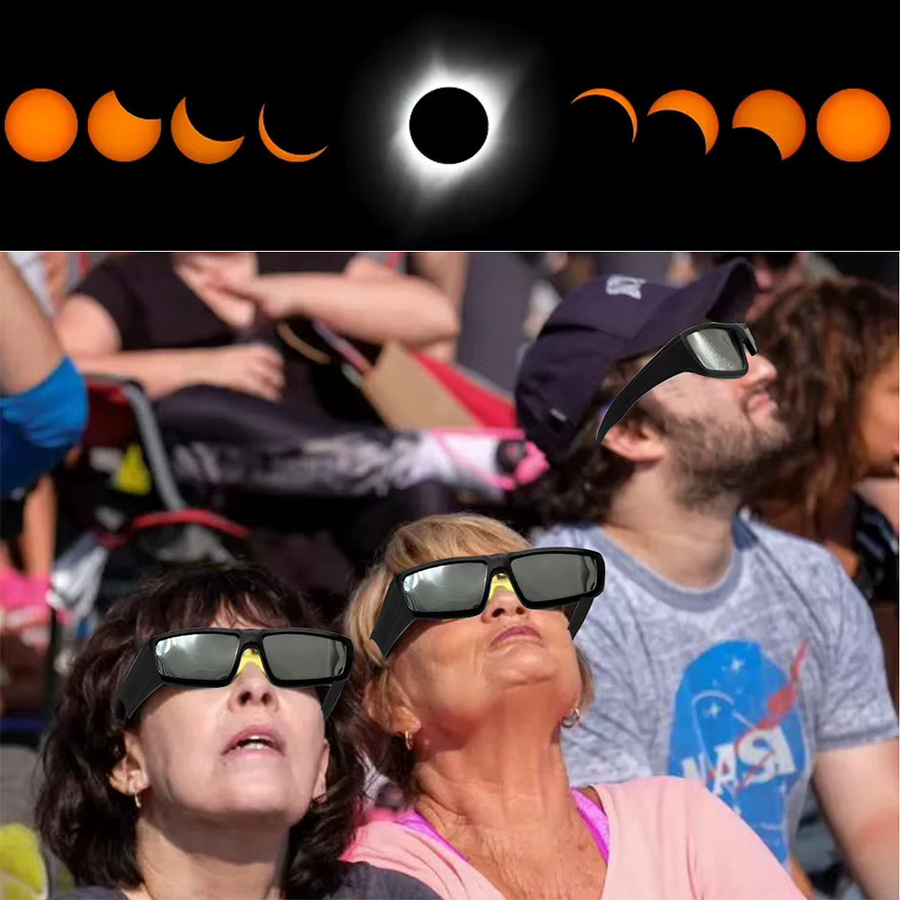 ALLOET Sonnenfinsternis-Brillen, Kunststoff, Vollrand, rechteckig, schwarz - Bild 5