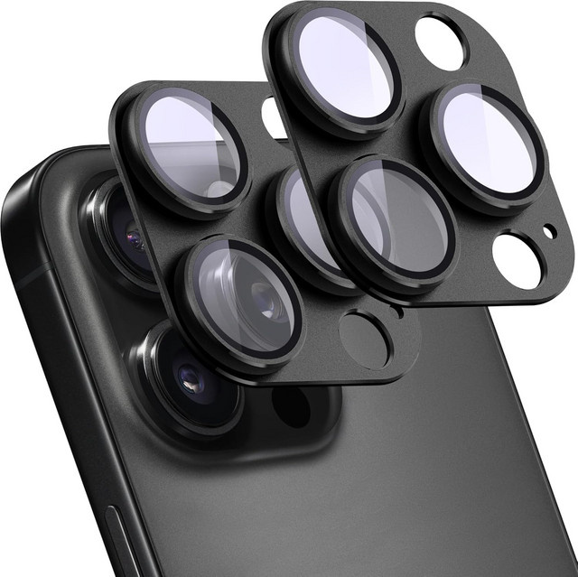 2er-Pack Kameraobjektivschutz für Apple iPhone 17 Pro Max aus Aluminiumlegierung und gehärtetem Glas, HD-klar und kratzfest, transparent oder schwarz - Bild 1
