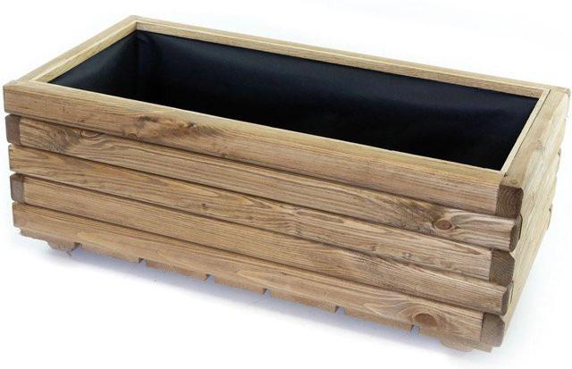 HolzFee Pflanzkasten Akzent aus Kiefer in Dunkelbraun mit rustikalem Design, B/T/H: 80 x 40 x 30 cm - Bild 1