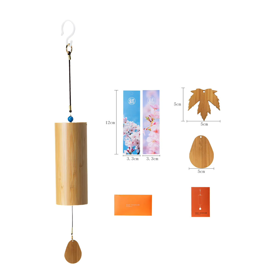 YUYU Japanische Bambus-Windspiele mit 8 Stäben in Braun für Zen-Meditation und Garten - Bild 3