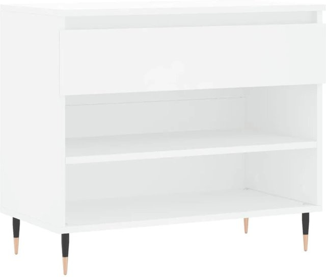 vidaXL Schuhregal Weiß aus Holzwerkstoff und Metall, B/T/H: 70 x 36 x 60 cm - Bild 1