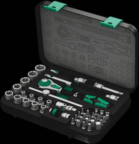 Wera Zyklop Speed-Knarrensatz 8100 SA 2, 42-teiliger Steckschlüsselsatz mit 1/4 Zoll Antrieb, metrisch - Bild 1