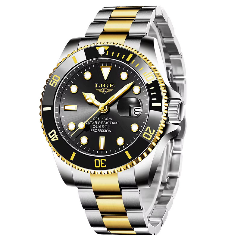 LIGE Armbanduhr Quarz, Edelstahl, Schwarz, Herren - Bild 7