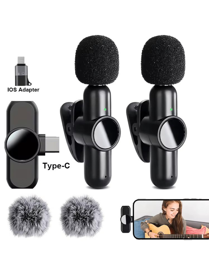 Basix Mini Wireless Lavalier Mikrofon mit USB-C und Noise Cancelling in Schwarz für Streaming und Videoaufzeichnung - Bild 7