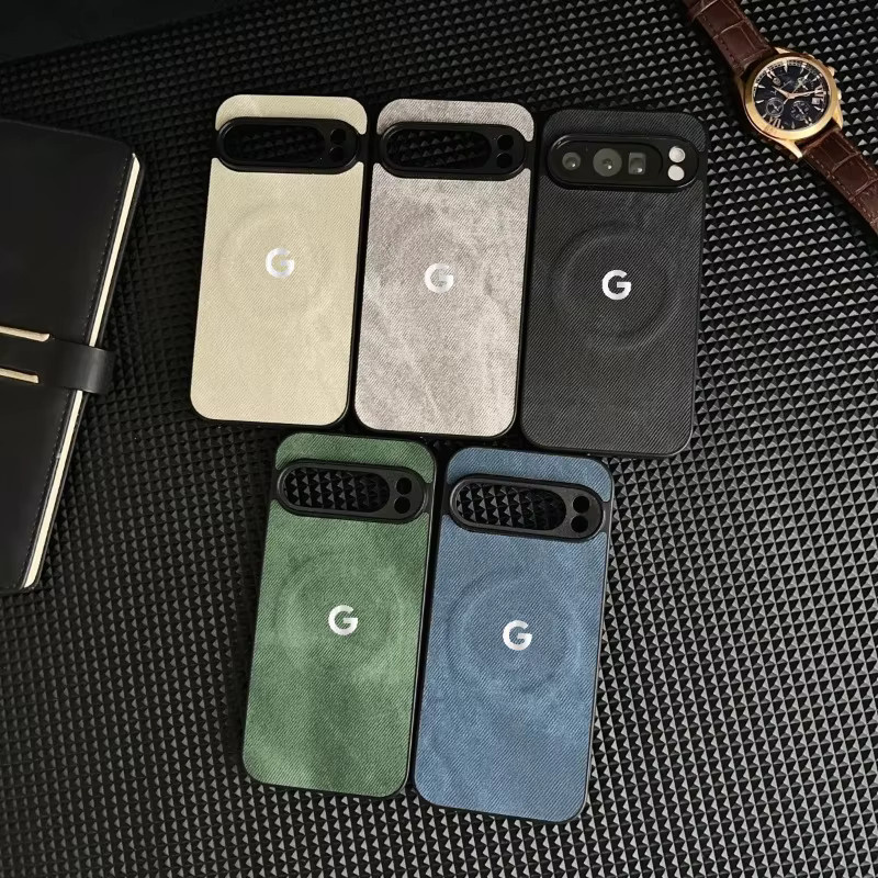 Magnetische Lederhülle im Cowboy-Denim-Design für Google Pixel 10 Pro XL 9 8 7 6A mit MagSafe Wireless Charging Unterstützung in Blau - Bild 2