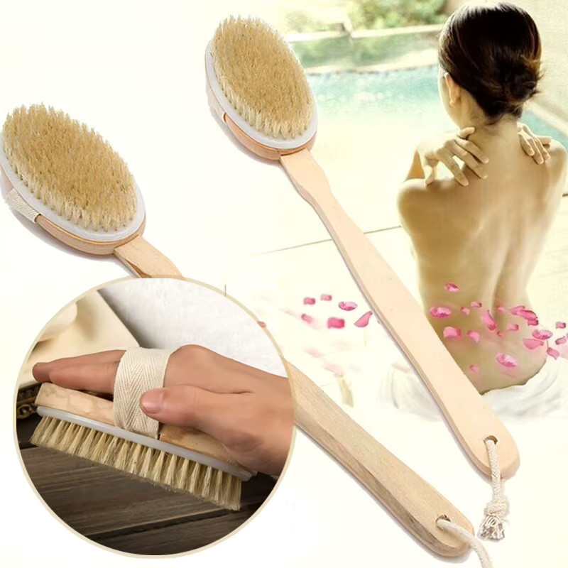 Holzbürste mit langem Griff, Rückenbürste und abnehmbarer Handbürste, Unisex - Bild 2