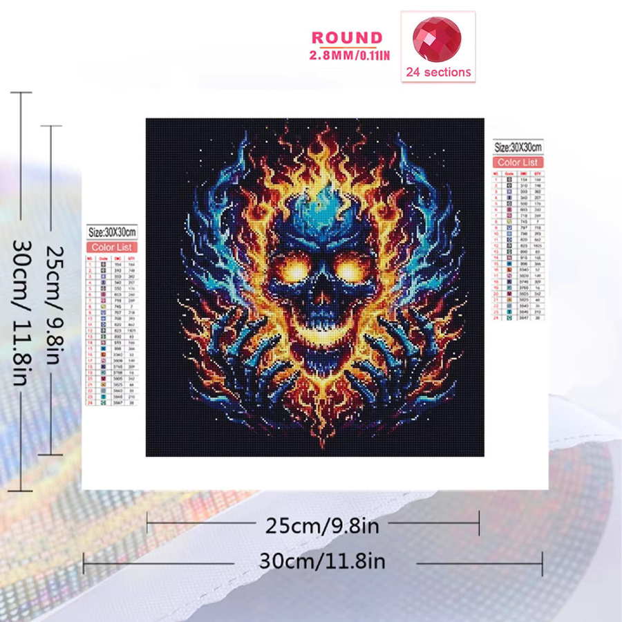 EverShine DIY Skelett-Diamant-Stickerei Horror-Gemälde als Mosaik-Bastelset mit abstrakten Charakteren, Multicolor, B/H: 20 x 20 cm - Bild 2