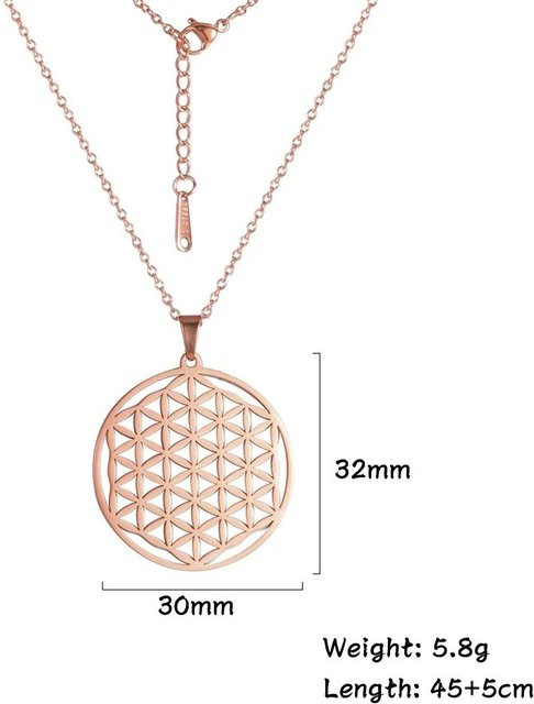 YULIN Halskette Chakra Lebensblume, Edelstahl, Damen, 45-50 cm, beige - Bild 1