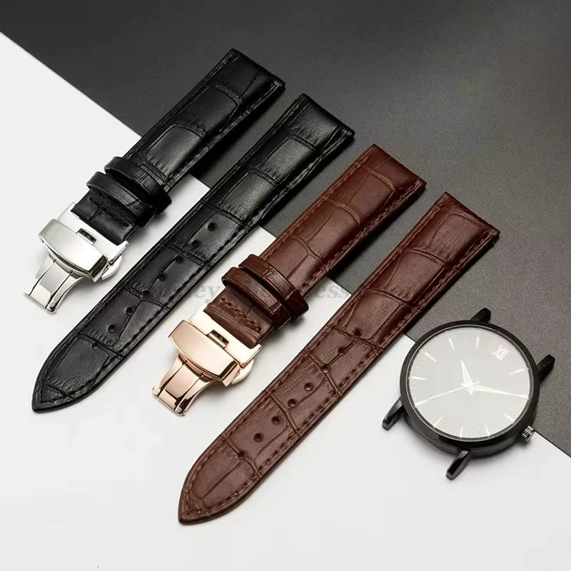 Uhrenarmband Langley, Leder, Edelstahl, Schmetterlingsverschluss, Unisex - Bild 1