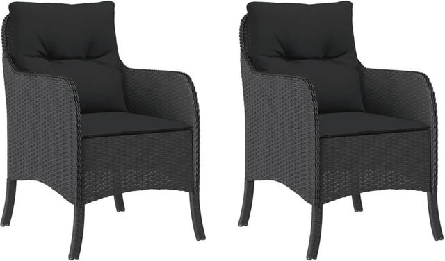 Furnicato Gartenstuhl aus PE-Rattan und Stahl in Schwarz mit Kissen, B/T/H: 58,5 x 67 x 86 cm - Bild 1