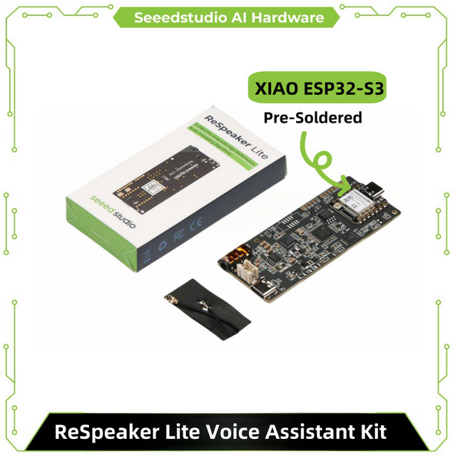 Seeed Studio ReSpeaker Lite Sprachassistent-Kit mit XIAO ESP32S3, Mikrofon-Array und Mono-Lautsprecher, Schwarz - Bild 1