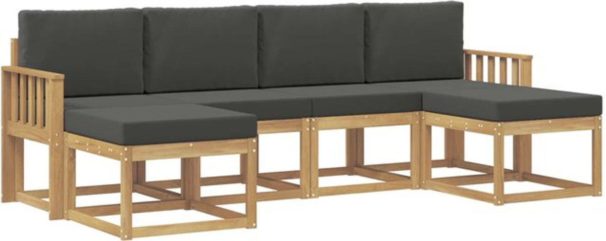 Modernes 6-teiliges Outdoor-Sofagarnitur Loungemöbel von vidaXL aus Polyester in Weiß und Anthrazit - Bild 1