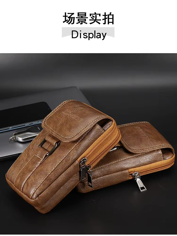 Wasserdichte Outdoor Umhängetasche aus PU-Leder für Doogee V Max, S300 Plus, S200 X und V40 als vertikales Holster mit Doppeltasche - Bild 3