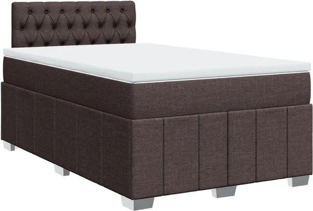 vidaXL Boxspringbett mit Matratze Dunkelbraun B/T/H: 120 x 200 x 100,5 cm mit USB-Anschluss und Unterbettbeleuchtung - Bild 1