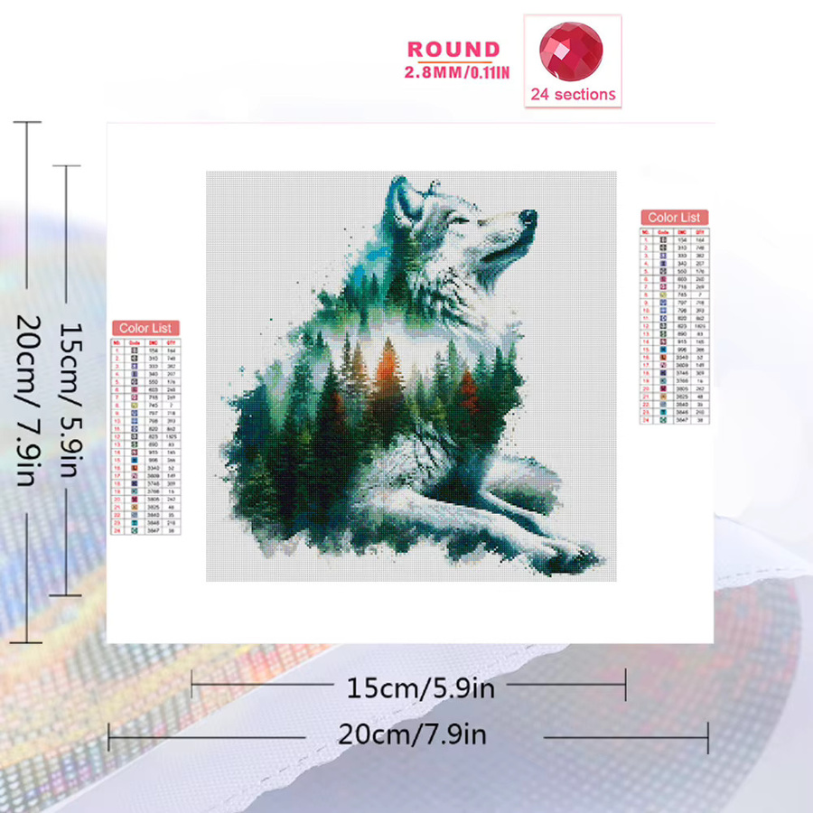 Momoart 4-teiliges DIY Diamantgemälde Set mit Tier-Motiven Wolf Hirsch Bär und Pferd in Multicolor, rundes Diamantmosaik für Anfänger, B/H: 20 x 20 cm - Bild 2