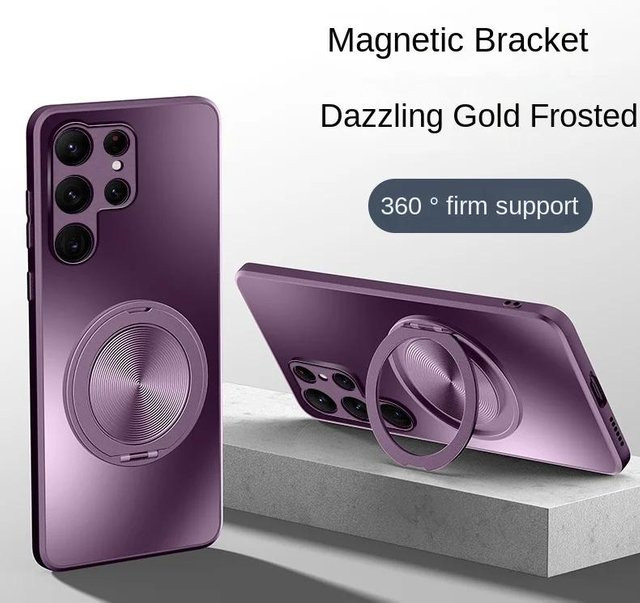Magnetische MagSafe Schutzhülle für Samsung Galaxy S25 Ultra S24 S23 S22 mit Ringhalter und Ständer in Purple - Bild 1