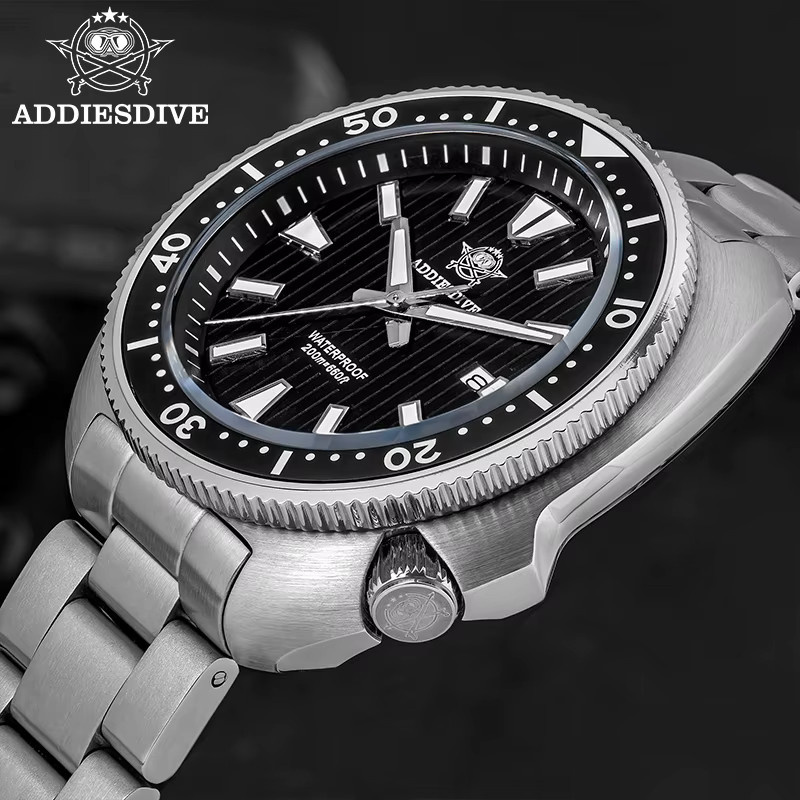 ADDIESDIVE Herren-Taucheruhr, Quarz, Edelstahl, Saphirglas, Silber - Bild 2