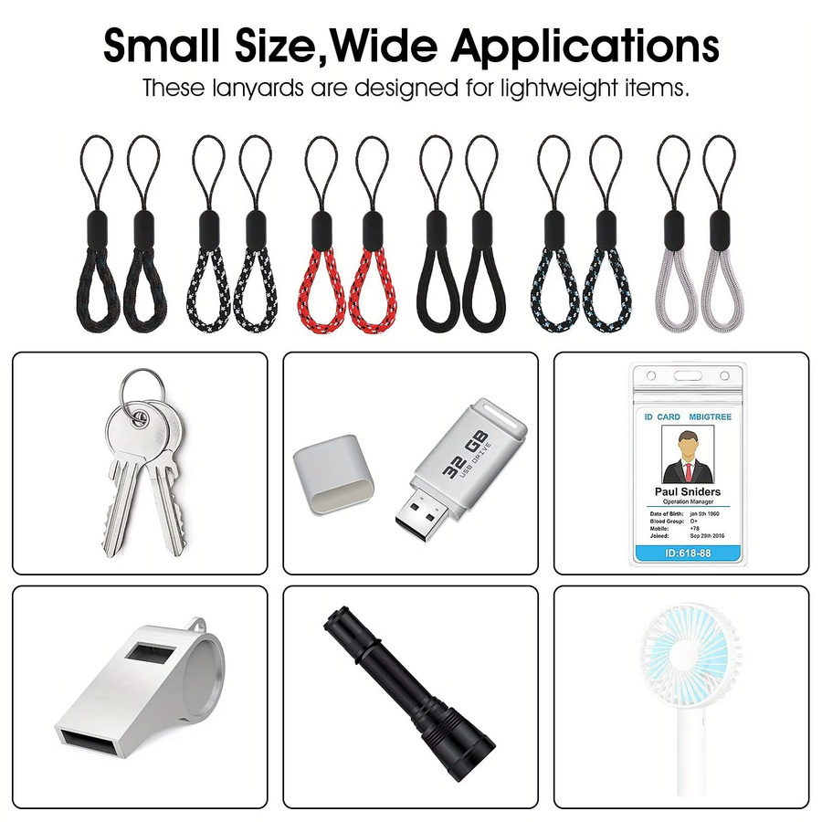 Einstellbares Handgelenk-Lanyard von WSSHE für Smartphone, Kamera und Schlüssel in Weiß oder Mehrfarbig - Bild 2