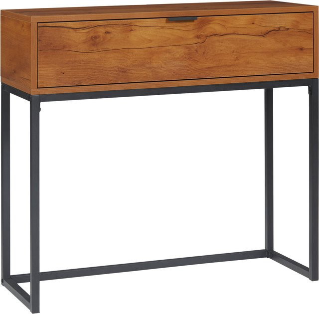 HOMCOM Konsolentisch im modernen Industriedesign mit Schublade, B/T/H: 80 x 30 x 76 cm, Natur/Schwarz - Bild 1